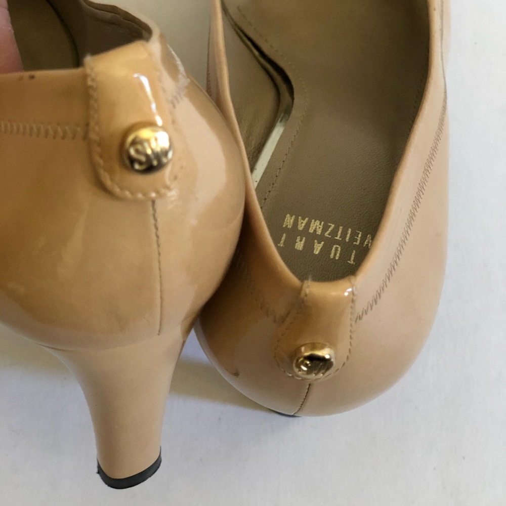 Stuart Weitzman Nude Peep Toe Pumps - Picture 9 of 11